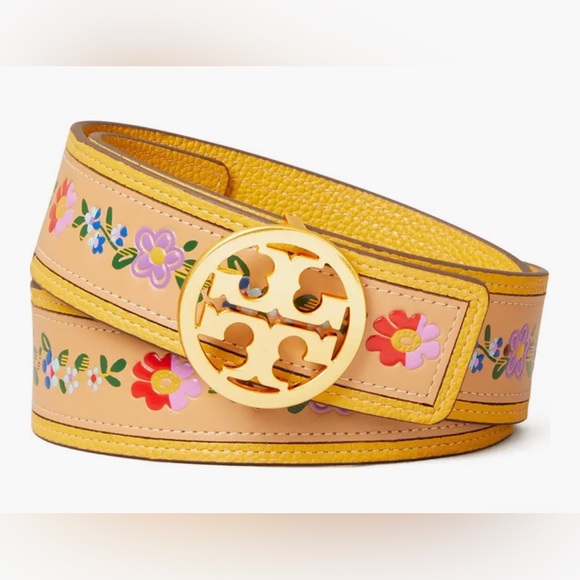 Tory Burch Accessories - Tory Burch Floral Belt in Natural Vachetta with Gold Buckle - worn once